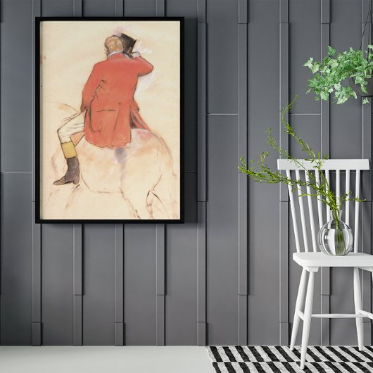 Ruiter in een rode jas door Edgar Degas Poster