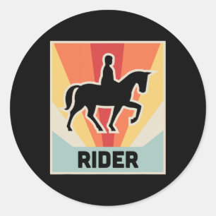 Ruiter paardrijden ronde sticker