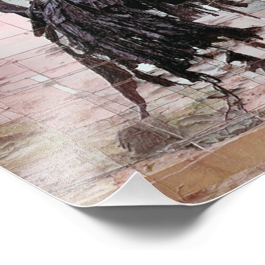 RUITER TE PAARD FOTO AFDRUK (Hoek)