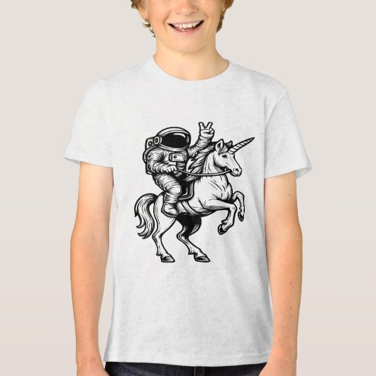 Ruiter van eenhoorn in de ruimte Tri-Blend shirt (Voorkant)
