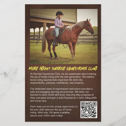 Ruiteravontuur Kinderen les Paard Flyer (Achterkant)