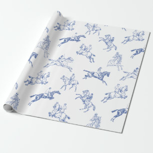 ruiterblauw wit toilet cadeaupapier