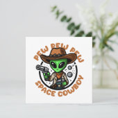 Ruitercowboy Grappige Alien Kaart (Staand voorkant)