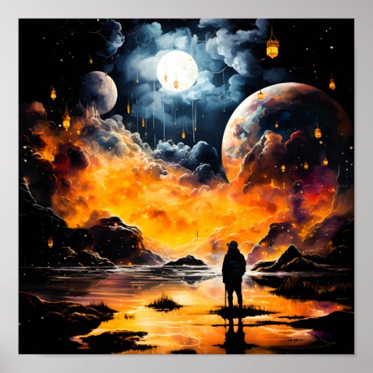 Ruitereiziger Kosmische Horizon Reis Poster (Voorkant)