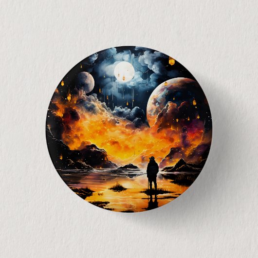 Ruitereiziger Kosmische Horizon Reis Ronde Button 3,2 Cm (Voorkant)