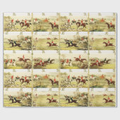  ruiters en honden jagen cadeaupapier (Vlak)