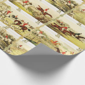  ruiters en honden jagen cadeaupapier (Hoek)