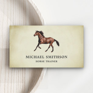 Ruitersinstructeur op Rustic Parchment Brown Paard Visitekaartje