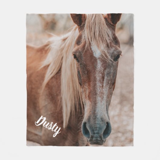 Ruitersport Uw Paard Foto Memorial Naam Fleece Deken (Voorkant)