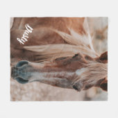 Ruitersport Uw Paard Foto Memorial Naam Fleece Deken (Voorkant (Horizontaal))