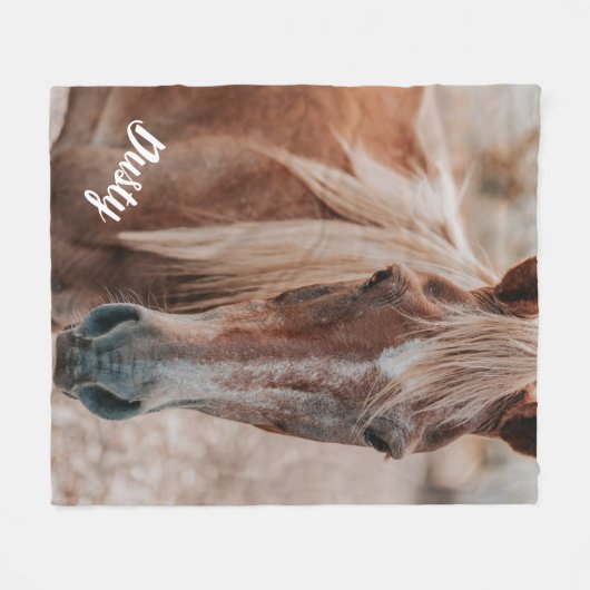 Ruitersport Uw Paard Foto Memorial Naam Fleece Deken (Voorkant (Horizontaal))