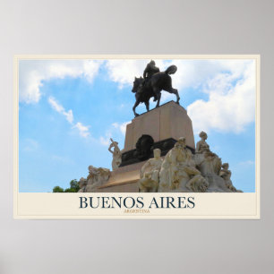 Ruiterstandbeeld in Buenos Aires Poster