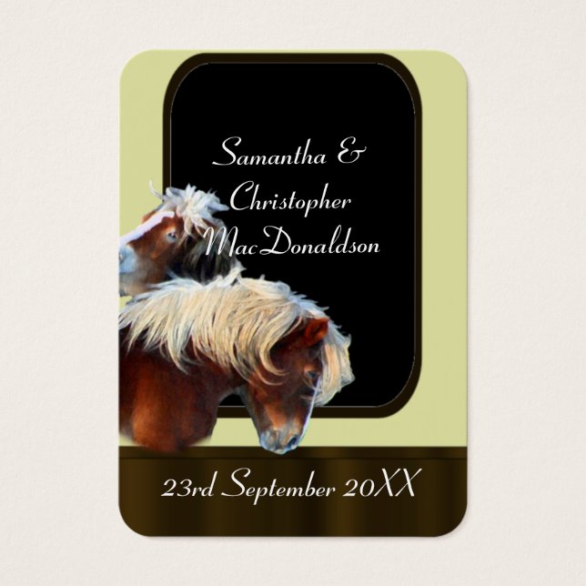 Ruiterthema bruiloft gunst dank u label visitekaartje (Voorkant)