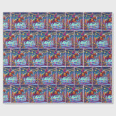 Ruitervrouw Jumping Paard Evenement Kerstmis Cadeaupapier (Vlak)