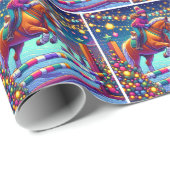 Ruitervrouw Jumping Paard Evenement Kerstmis Cadeaupapier (Rol Hoek)