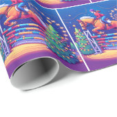 Ruitervrouw Jumping Paard Evenement Kerstmis Cadeaupapier (Rol Hoek)