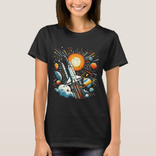 Ruitetruimtevaarder Zon Planeten Raket Melkweg Jon T-shirt