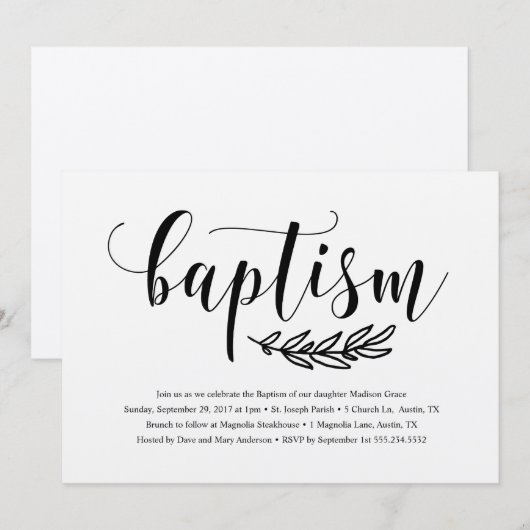 Ruitige Doop Uitnodiging (Voorkant / Achterkant)