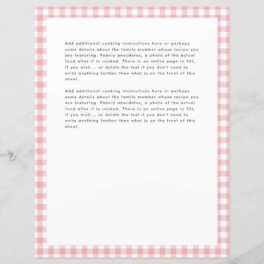 Ruitjes Monogram Familie Receptenblad (Achterkant)