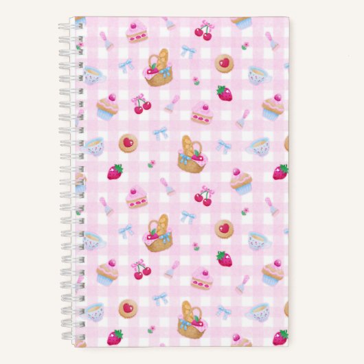 Ruitjesstof Roze Picknick Notitieboek (Voorkant)