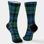 Ruitpatroon in groen en blauw met geweistakken Cam Sokken (Gebogen)