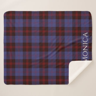 ruitpatroon Schotse ruit marineblauw rood monogram Sherpa Deken