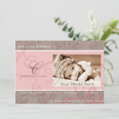 Ruitroze baby geboorteaankondiging aankondiging (Staand voorkant)