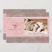 Ruitroze baby geboorteaankondiging aankondiging (Voorkant / Achterkant)