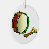 Ruittrommel met mallets rood groen keramisch ornament (Rechts)