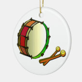 Ruittrommel met mallets rood groen keramisch ornament (Links)