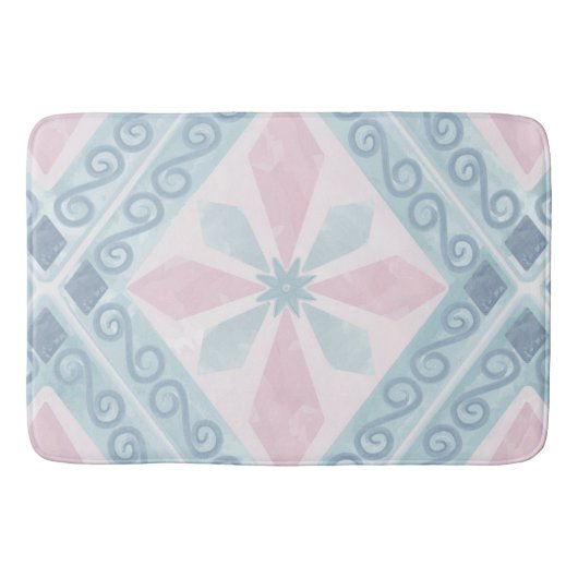 ruitvormig blauw patroon badmat (Voorkant)