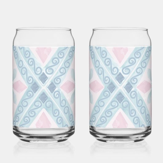 ruitvormig blauw patroon blikvorm glas (Voorkant)