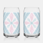 ruitvormig blauw patroon blikvorm glas (Links)