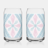 ruitvormig blauw patroon blikvorm glas (Rechts)