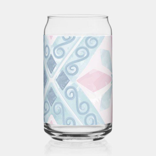 ruitvormig blauw patroon blikvorm glas (Voorkant)