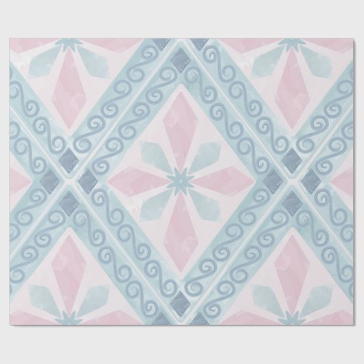 ruitvormig blauw patroon cadeaupapier (Vlak)