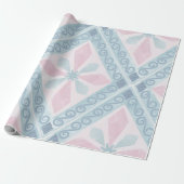 ruitvormig blauw patroon cadeaupapier (Uitgerold)
