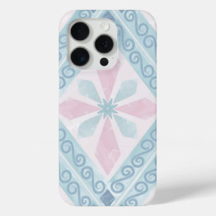 ruitvormig blauw patroon iPhone 15 pro case