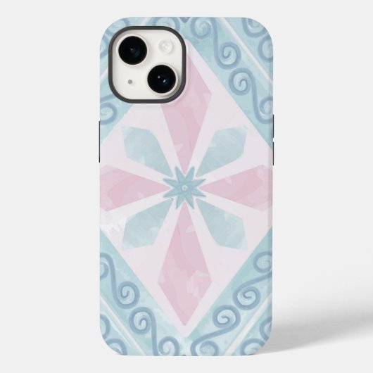 ruitvormig blauw patroon Case-Mate iPhone case (Achterkant)