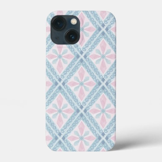 ruitvormig blauw patroon Case-Mate iPhone case (Achterkant)