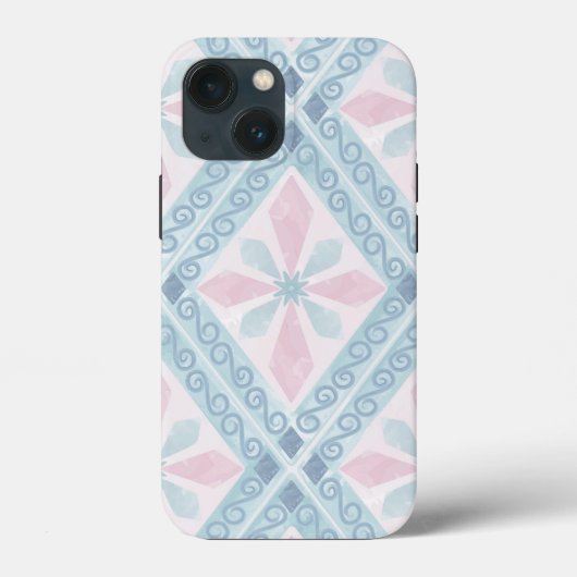 ruitvormig blauw patroon Case-Mate iPhone case (Achterkant)