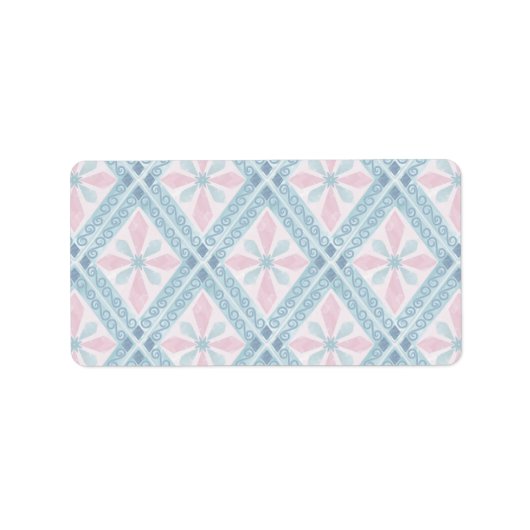 ruitvormig blauw patroon etiket (Voorkant)