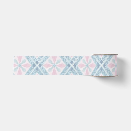 ruitvormig blauw patroon grosgrain lint (Voorkant)