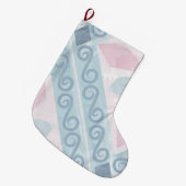 ruitvormig blauw patroon grote kerstsok (Voorkant (Hangend))