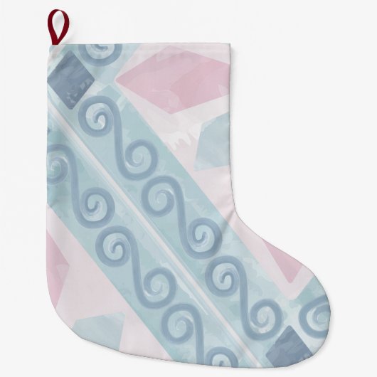 ruitvormig blauw patroon grote kerstsok (Voorkant)