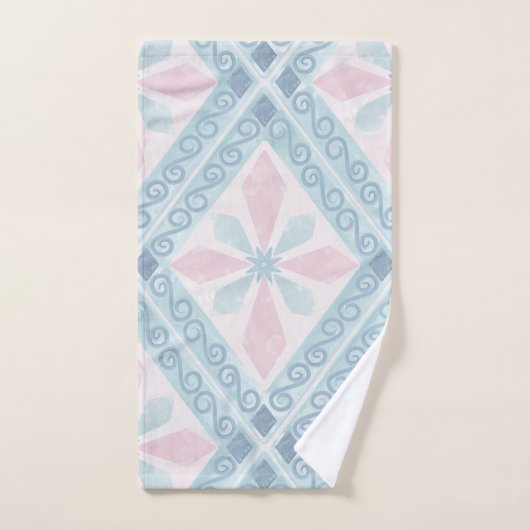 ruitvormig blauw patroon handdoek (Handdoek)