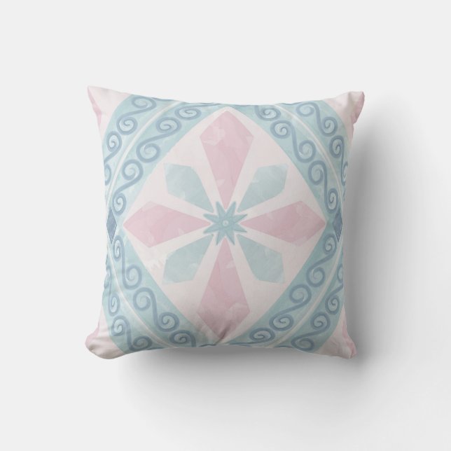 ruitvormig blauw patroon kussen (Voorkant)