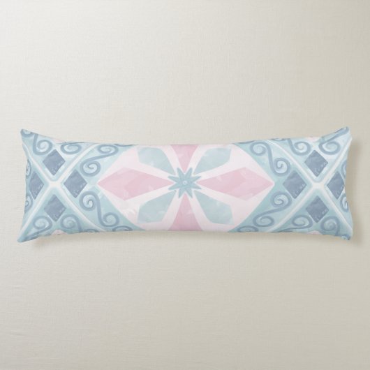ruitvormig blauw patroon lichaamskussen (Voorkant)