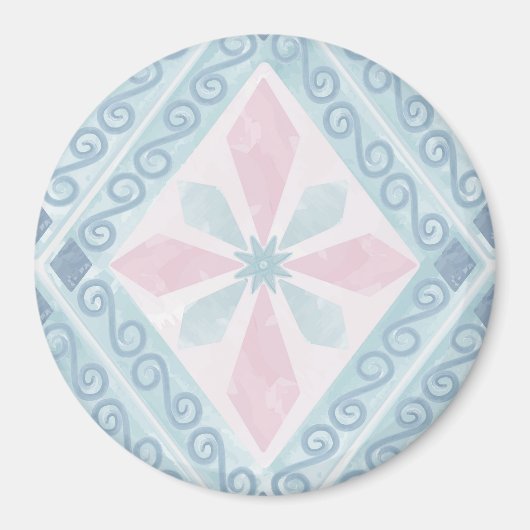 ruitvormig blauw patroon magneet (Voorkant)
