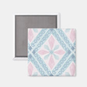 ruitvormig blauw patroon magneet (Voorkant / Achterkant)